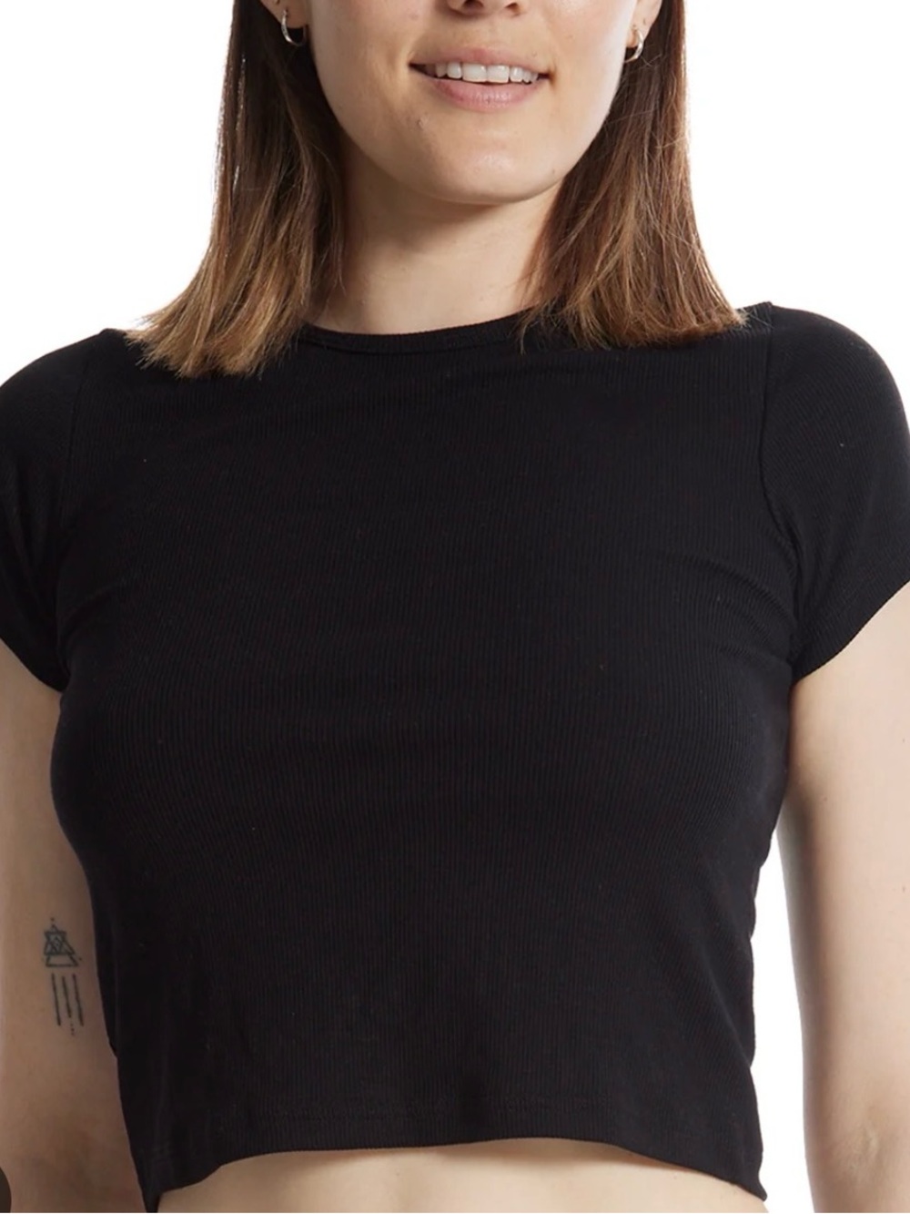 Hanky Panky Black Ribbed Short Sleeve Crop Top